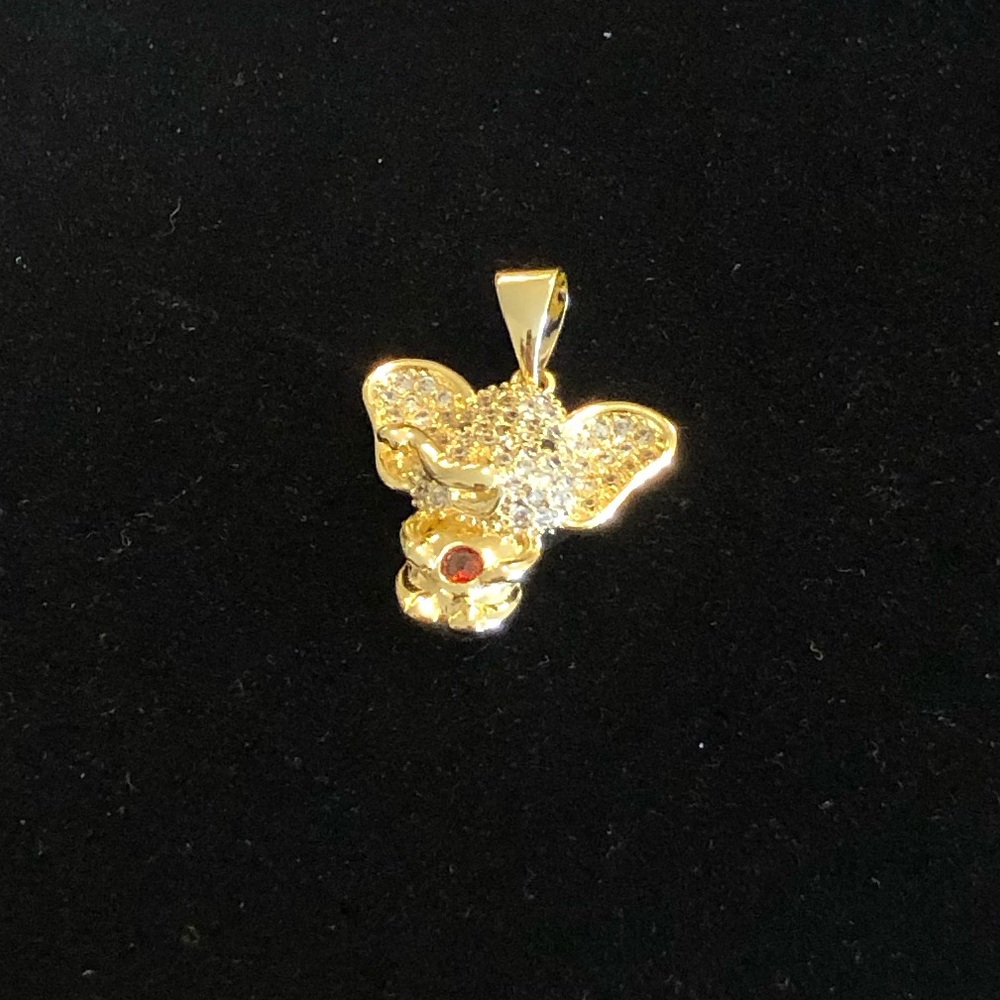 Gold-Tone Butterfly Pendant Necklace - Gold with Red Accent